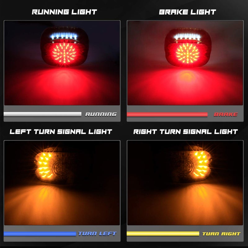 NTHREEAUTO Smoked LED Tail Light Brake Turn Signal Light Low Profile Taillights Compatible with Harley Road King, Sportster 883 1200, FXDL, FLST, Electra Road Glide, Dyna - Image 2